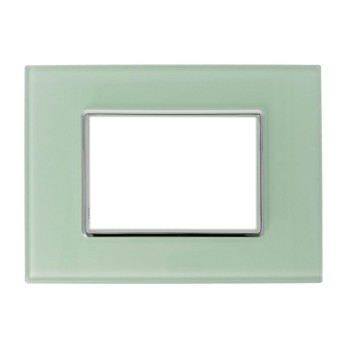 Glass Frame Plate 3 Modules Green-White - Lute Series