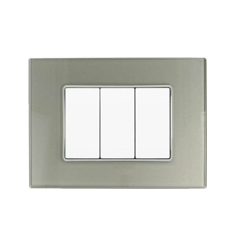Placca in vetro da 3 moduli compatibile con la serie civile Bticino Axolute