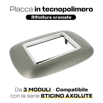 PLACCA CORNICE OVAL 3 MODULI TITANIO - SERIE LUTE en