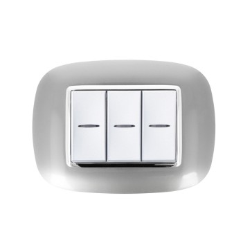 Placca Cornice Oval 3 Moduli Silver - Serie Lute