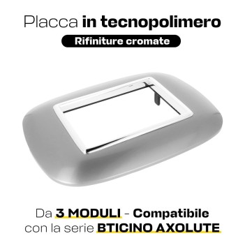 Placca Cornice Oval 3 Moduli Silver - Serie Lute
