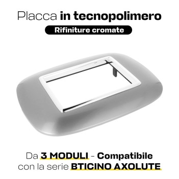 Placca Cornice Oval 3 Moduli Silver - Serie Lute su KingLed