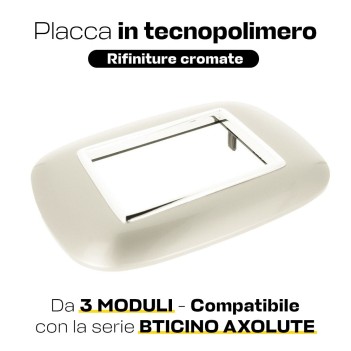 Placca Cornice Oval 3 Moduli Sabbia - Serie Lute su KingLed