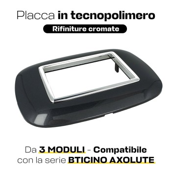 PLACCA CORNICE OVAL 3 MODULI NERA - SERIE LUTE en