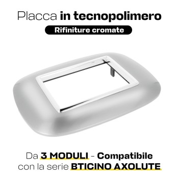 Placca Cornice Oval 3 Moduli Cromo Lucido - Serie Lute