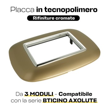 Placca Cornice Oval 3 Moduli Bronzo - Serie Lute su KingLed