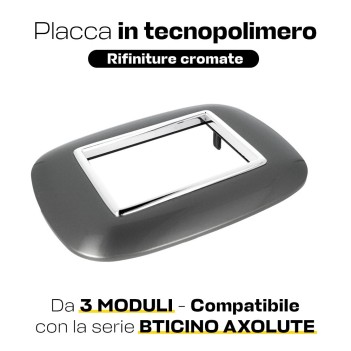 PLACCA CORNICE OVAL 3 MODULI ACCIAIO SCURO - SERIE LUTE en