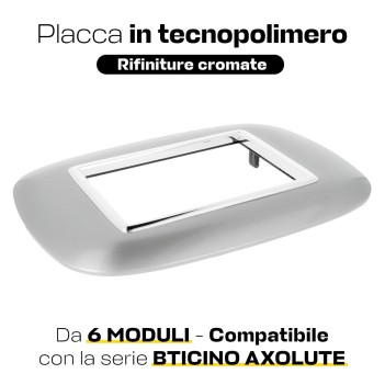 Placca cornice Oval 6 moduli Silver - Serie Lute su KingLed