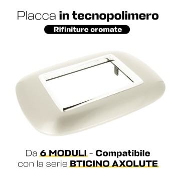 Placca cornice Oval 6 moduli Sabbia - Serie Lute su KingLed