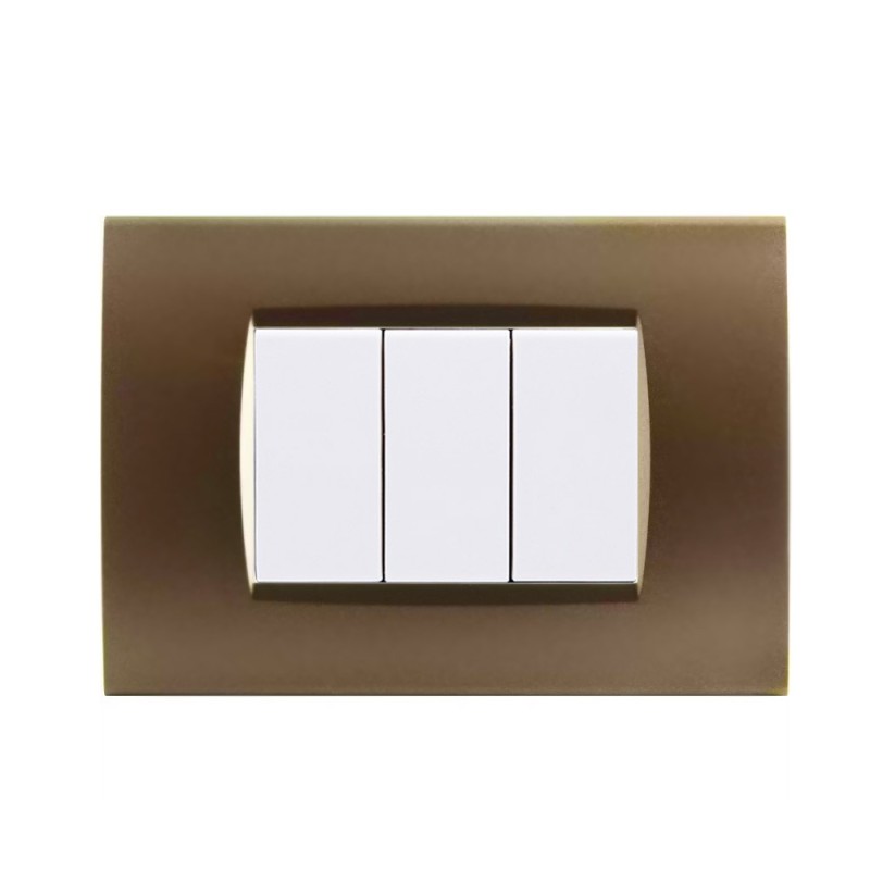 Placca 3 moduli T1 bronzo - Compatibile con BTICINO LIVING