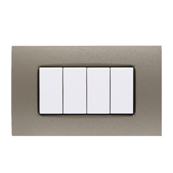 Picture frame plate 4 modules Bronze Quadra - Compatible BTICINO LIVING en