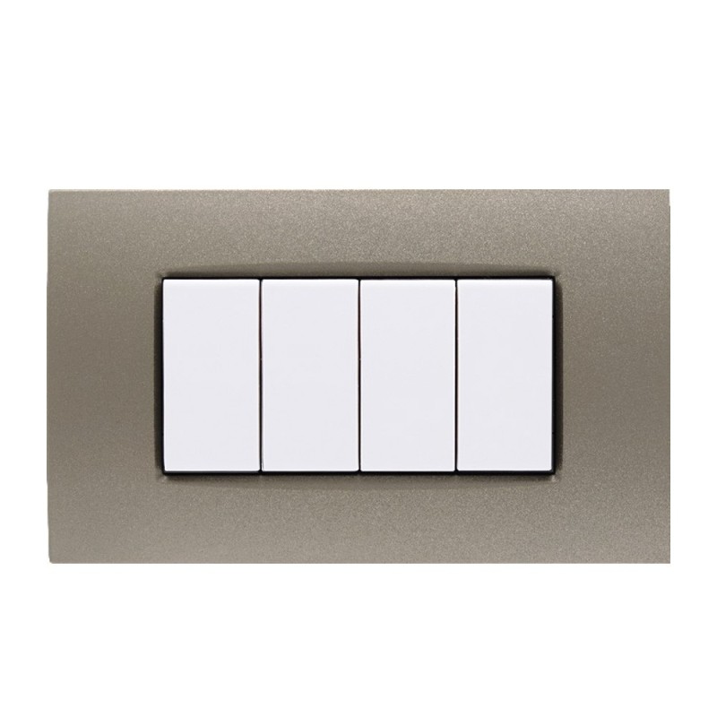 Placca cornice 4 Moduli Bronzo Quadra - Compatibile BTICINO