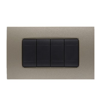 Picture frame plate 4 modules Bronze Quadra - Compatible BTICINO LIVING en
