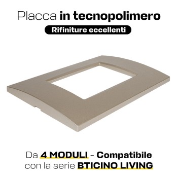 Picture frame plate 4 modules Bronze Quadra - Compatible BTICINO LIVING en