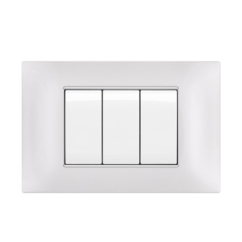 Placca Cornice 3 Moduli T2 Tecnopolimeri Bianco Compatibile Vimar Plana en