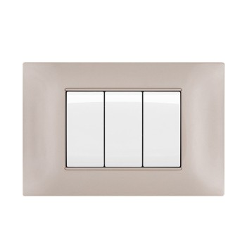Placca Cornice 3 Moduli T2 Champagne Compatibile Vimar