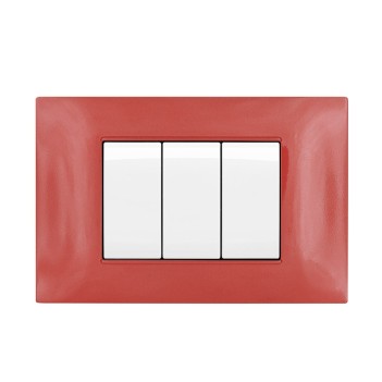 Placca Cornice 3 Moduli T2 Rosso Compatibile Vimar Plana su