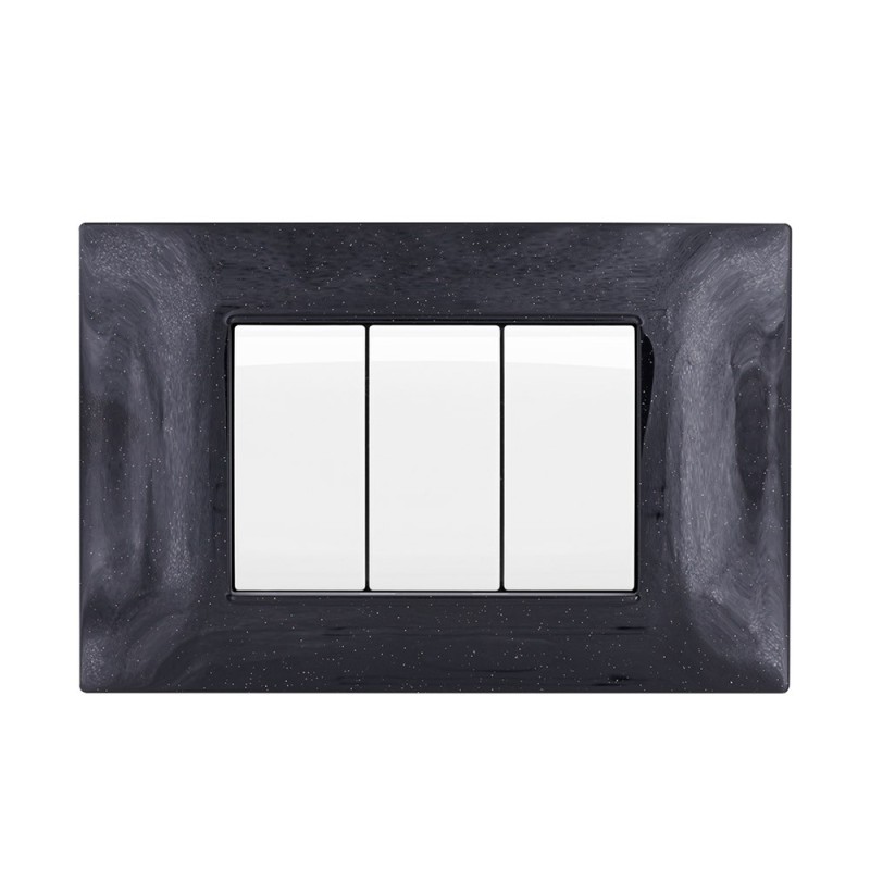 PLACCA CORNICE 3 MODULI T2 NERO GLITTER COMPATIBILE VIMAR PLACCA CORNICE 3 MODULI T2 NERO GLITTER COMPATIBILE VIMAR