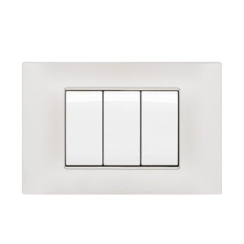 PLACCA CORNICE 3 MODULI T2 BIANCO PERLATO COMPATIBILE VIMAR