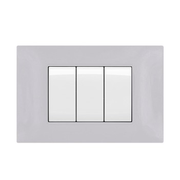 Placca Cornice 3 Moduli T2 Grigio Chiaro Compatibile Vimar