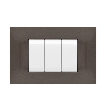 Placca Cornice 3 Moduli T2 Bronzo Compatibile Vimar Plana en