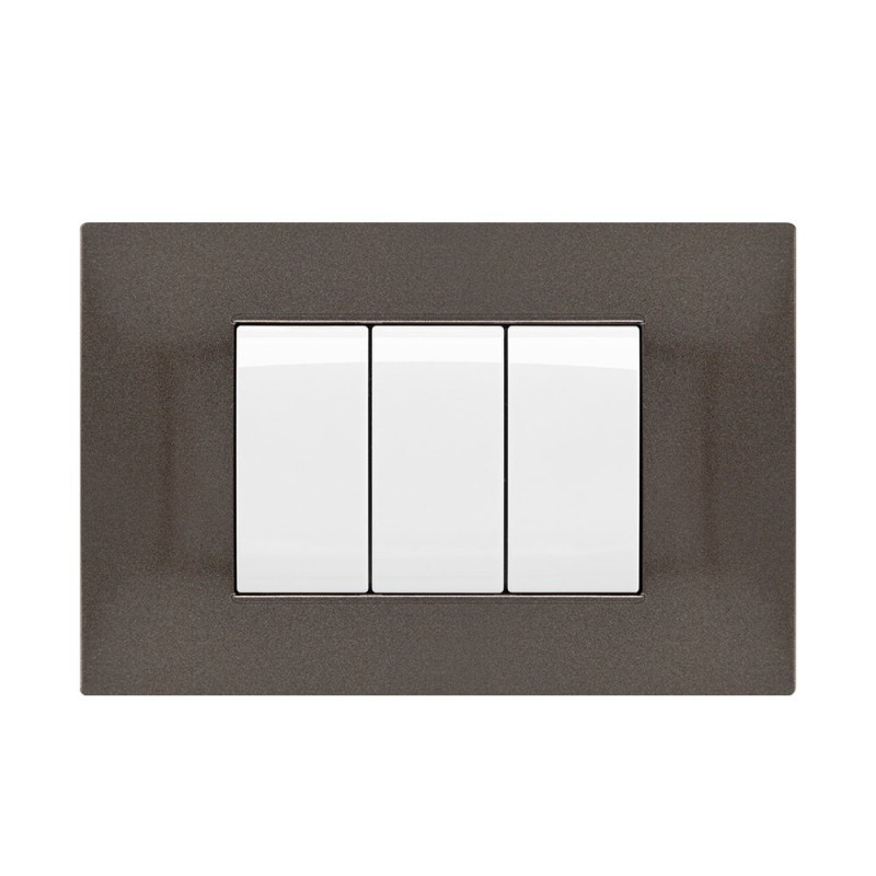 Placca Cornice 3 Moduli T2 Bronzo Compatibile Vimar Plana