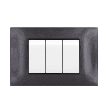 Placca Cornice 3 Moduli T2 Tecnopolimeri Nero Compatibile