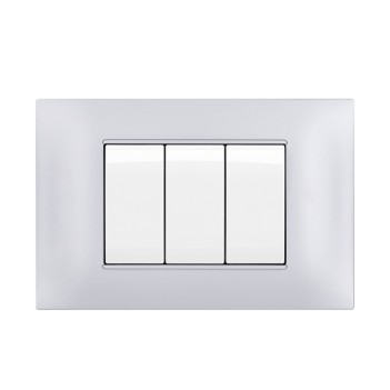 Placca Cornice 3 Moduli T2 Silver Compatibile Vimar Plana en