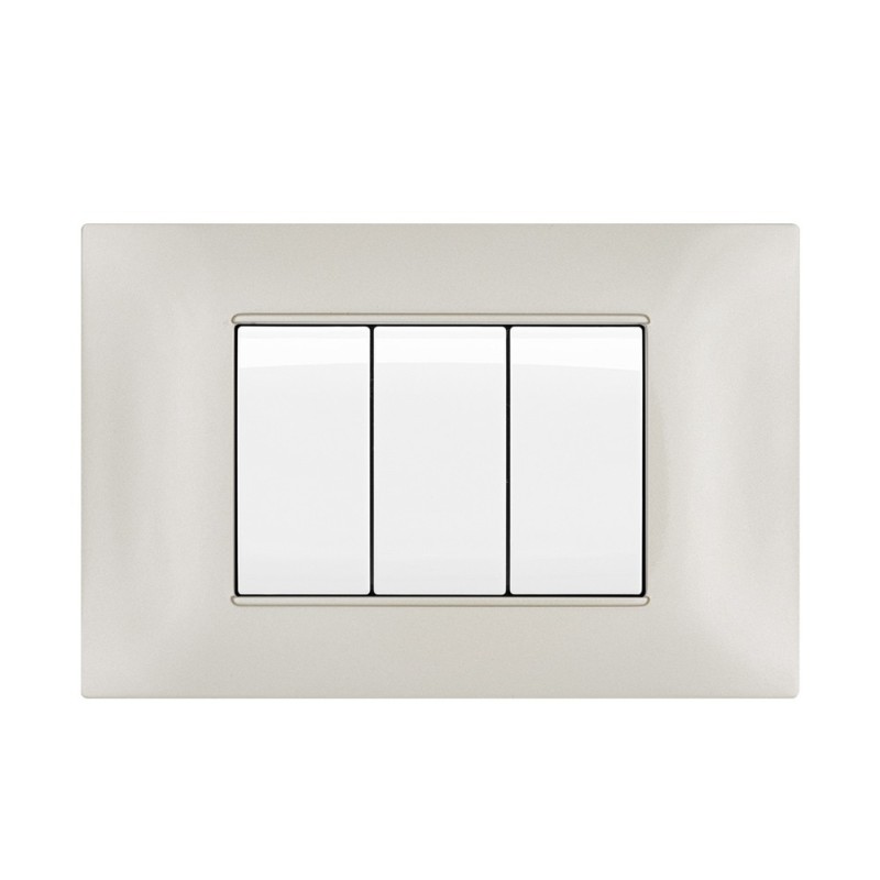 Placca Cornice 3 Moduli T2 Sabbia - Compatibile Vimar Plana