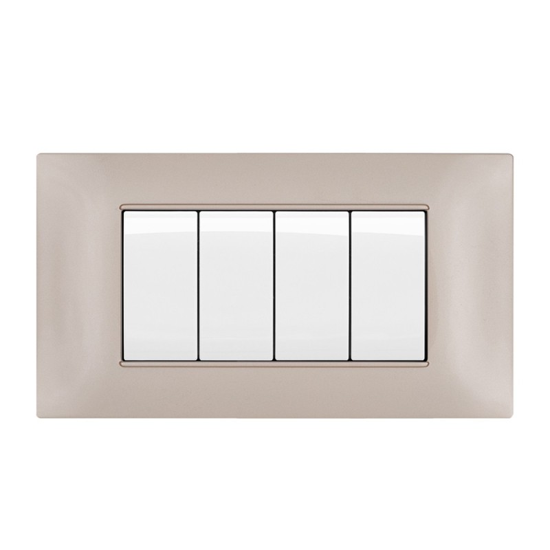 PLACCA CORNICE 4 MODULI T2 CHAMPAGNE COMPATIBILE VIMAR