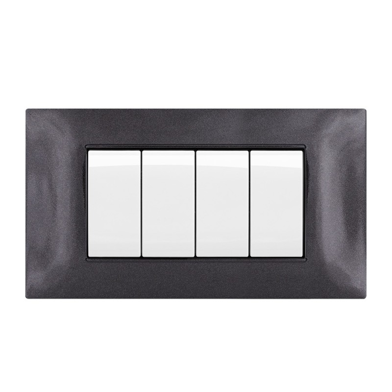 Placca Cornice 4 Moduli T2 Nero - Compatibile Vimar Plana