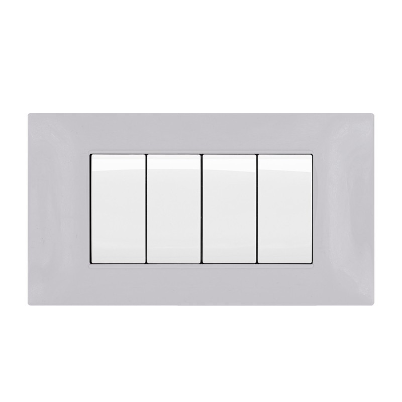 Placca Cornice 4 Moduli T2 grigio chiaro - Compatibile