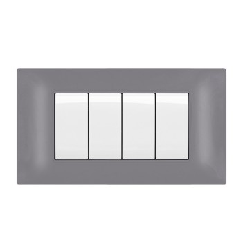 Placca Cornice 4 Moduli T2 grigio chiaro - Compatibile