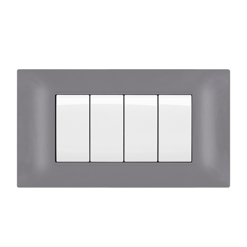 Placca Cornice 4 Moduli T2 grigio chiaro - Compatibile