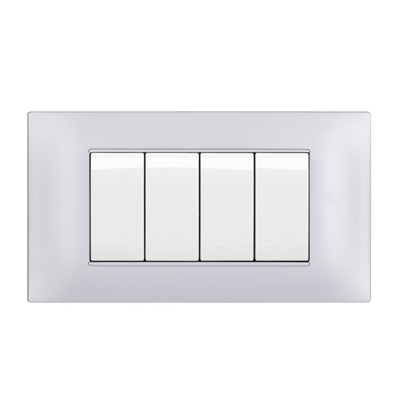 Plate Frame 4 Modules T2 light gray - Compatible Vimar Plana en Plate Frame 4 Modules T2 light gray - Compatible Vimar Plana en