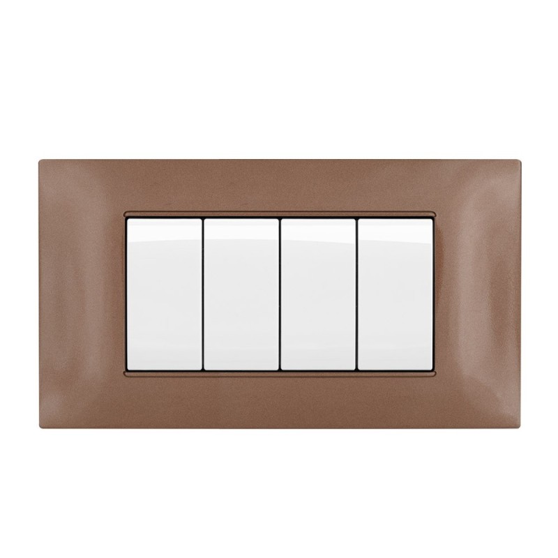 Placca Cornice 4 Moduli T2 grigio chiaro - Compatibile Placca Cornice 4 Moduli T2 grigio chiaro - Compatibile