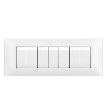 Placca  cornice 7 Moduli T2 Bianco - Compatibile Vimar Plana