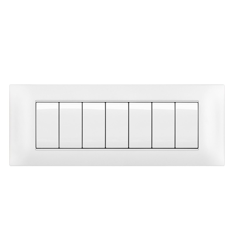 Placca  cornice 7 Moduli T2 Bianco - Compatibile Vimar Plana