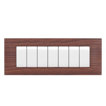 Placca 7 Moduli T2 color legno ciliegio compatibile Vimar Plana