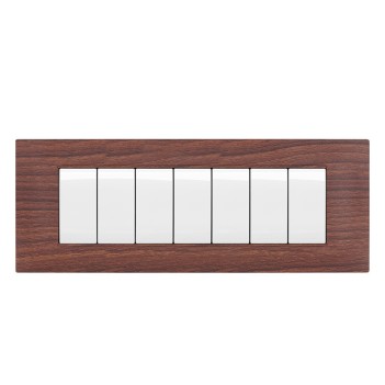 Placca 7 Moduli T2 color legno ciliegio compatibile Vimar Plana