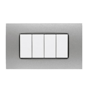 Frame plate 4 Modules Silver Quadra - Compatible BTICINO LIVING