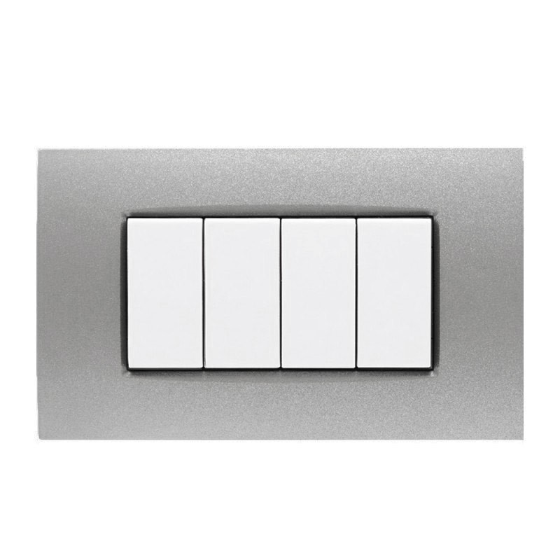 Frame plate 4 Modules Silver Quadra - Compatible BTICINO LIVING