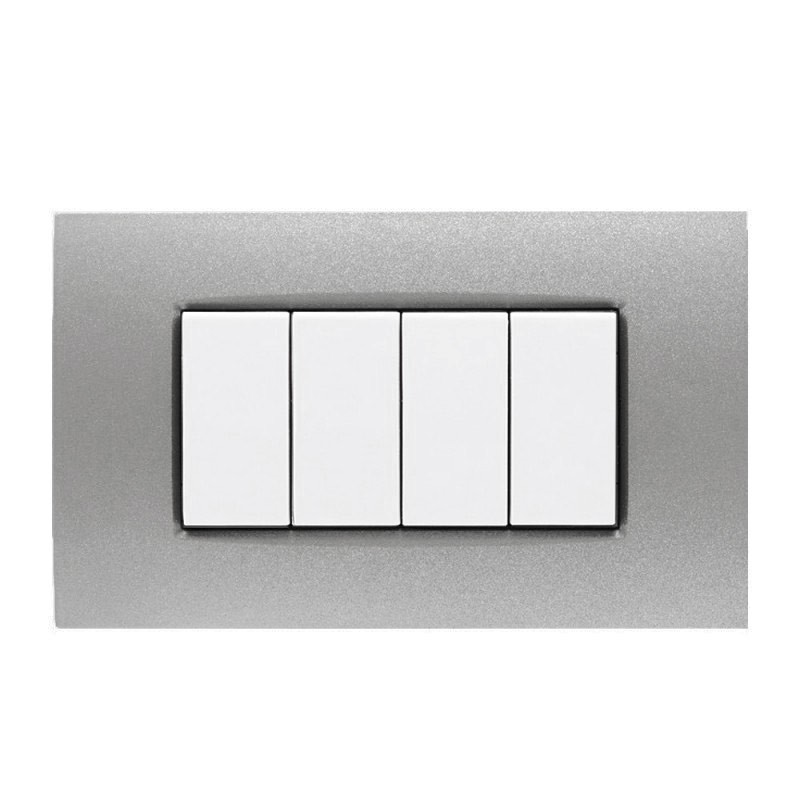 Placca cornice 4 Moduli Silver Quadra - Compatibile BTICINO LIVING