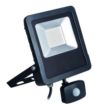 Outdoor LED Floodlight Black 50W 4000lm IP44 with Motion Sensor and Twilight ANTOS-SE-50