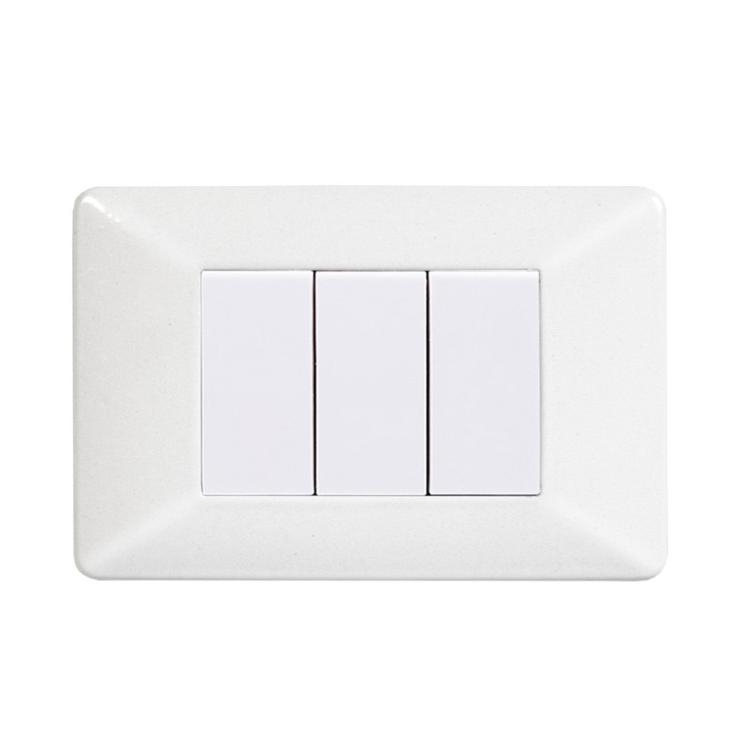 PLACCA METALLICA 3 MODULI T2 BIANCO 6803 T-1 COMPATIBILE PLACCA METALLICA 3 MODULI T2 BIANCO 6803 T-1 COMPATIBILE