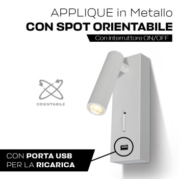 Lampada Led Applique zona notte 3W 150lm Bianca con