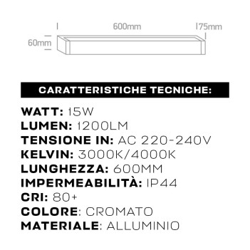 Bathroom Lighting | Linear Led Wall Light for Mirror 15W 1200lm IP44