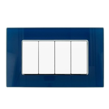 Glass Frame Plate 4 Modules Capri Blue compatible Axolute