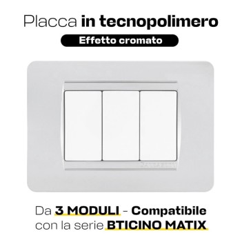 Placca Cornice 3 Moduli colore bianco compatibile Serie Matix