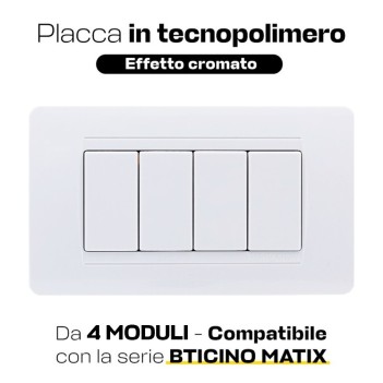 Placca Cornice 4 Moduli colore bianco compatibile Serie Matix